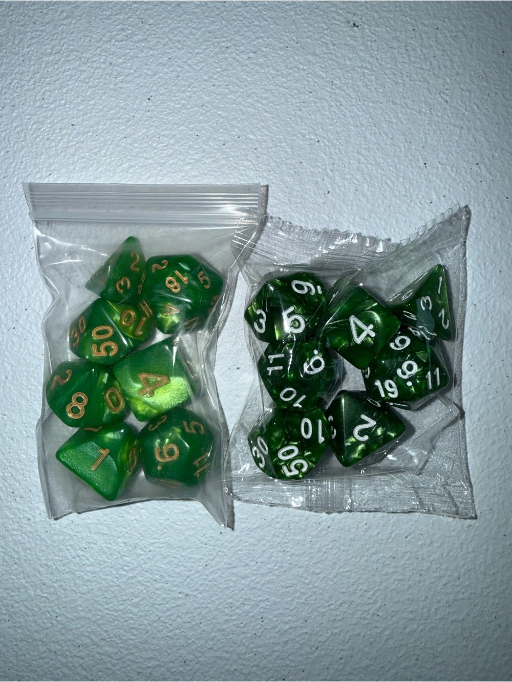 Druid Nature DND Dice set 2 pack - Forest Green & Bright Green polyhedral sets